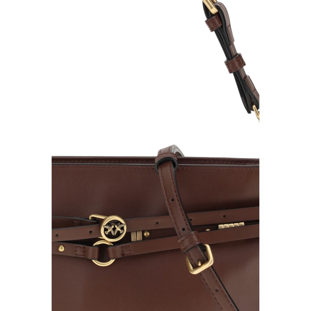 PINKO shoulder bag in brown calf leather Bos Taurus
