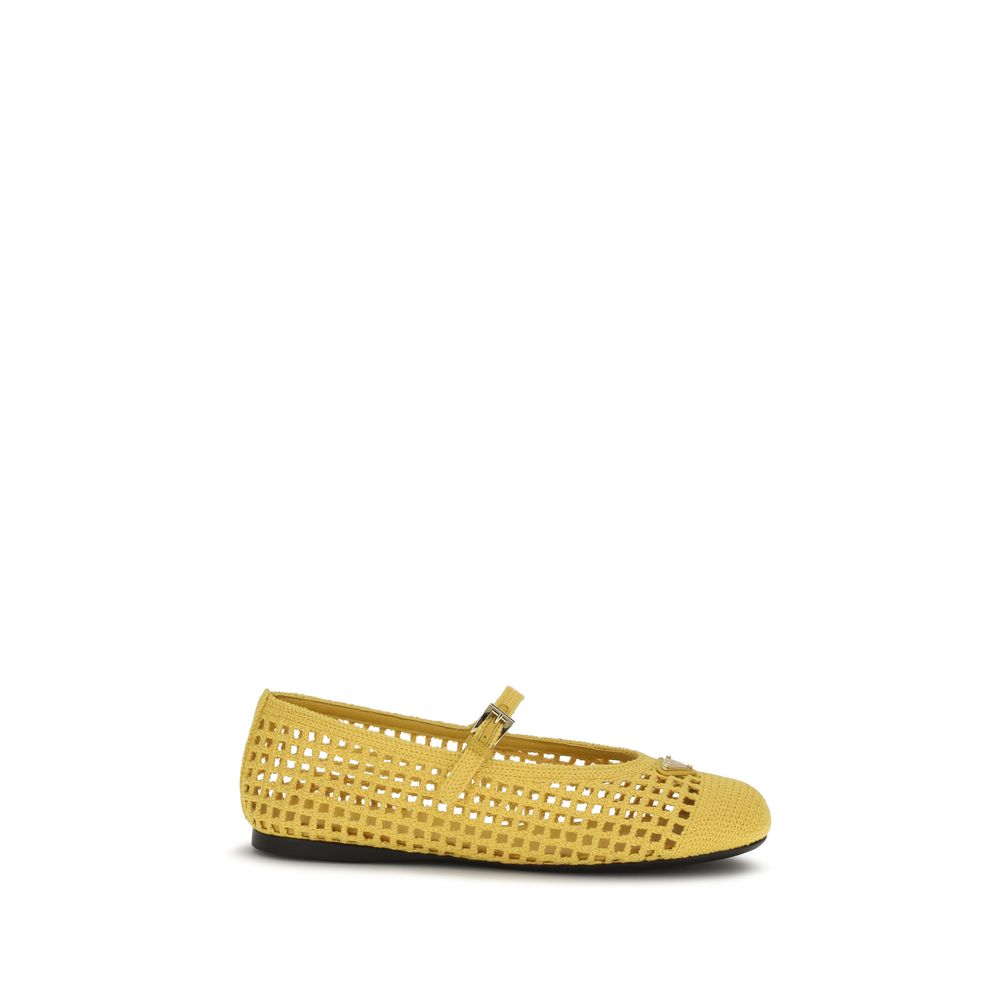 Prada Two-Tone Cotton Ballerinas
