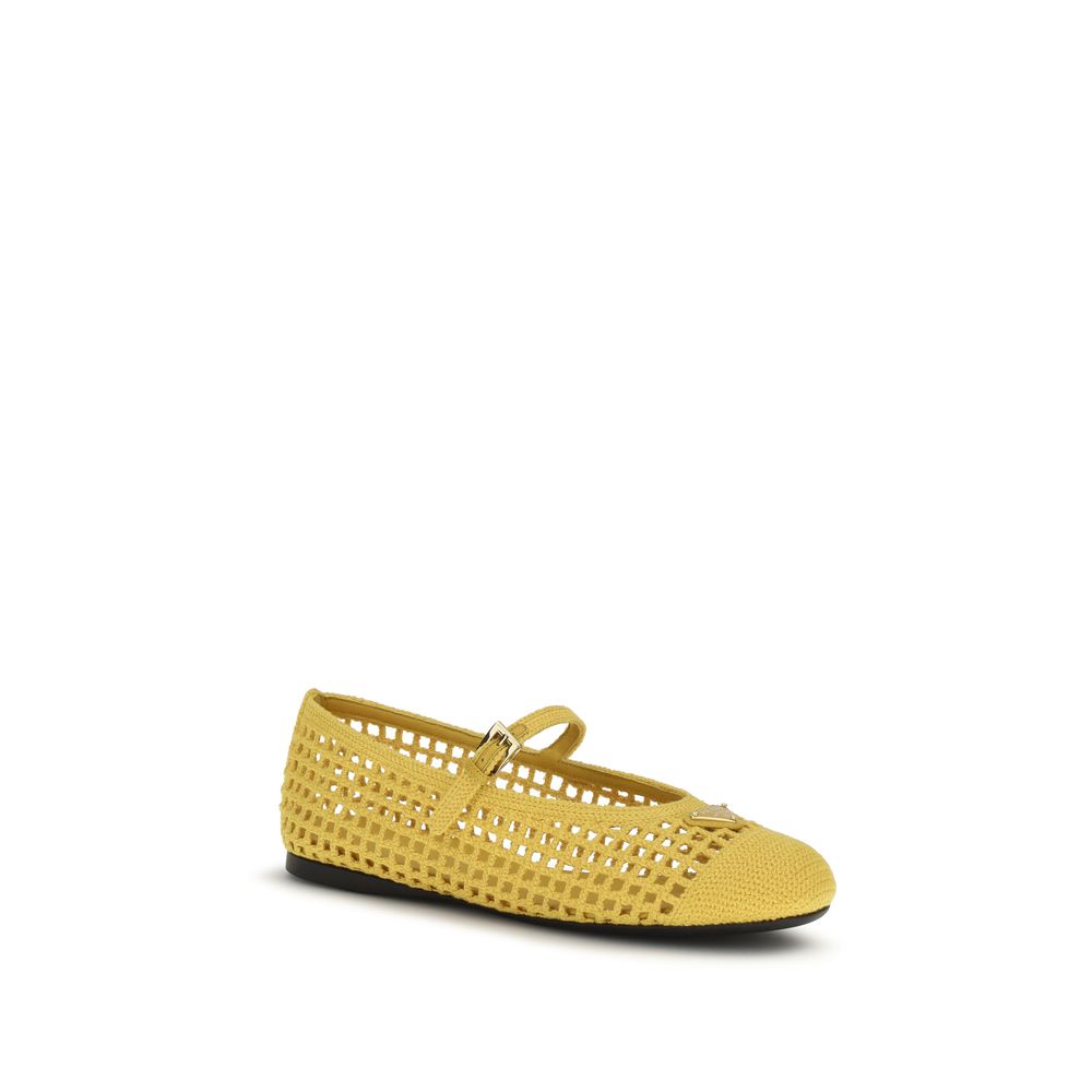 Prada Two-Tone Cotton Ballerinas