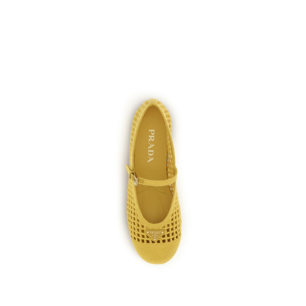 Prada Two-Tone Cotton Ballerinas