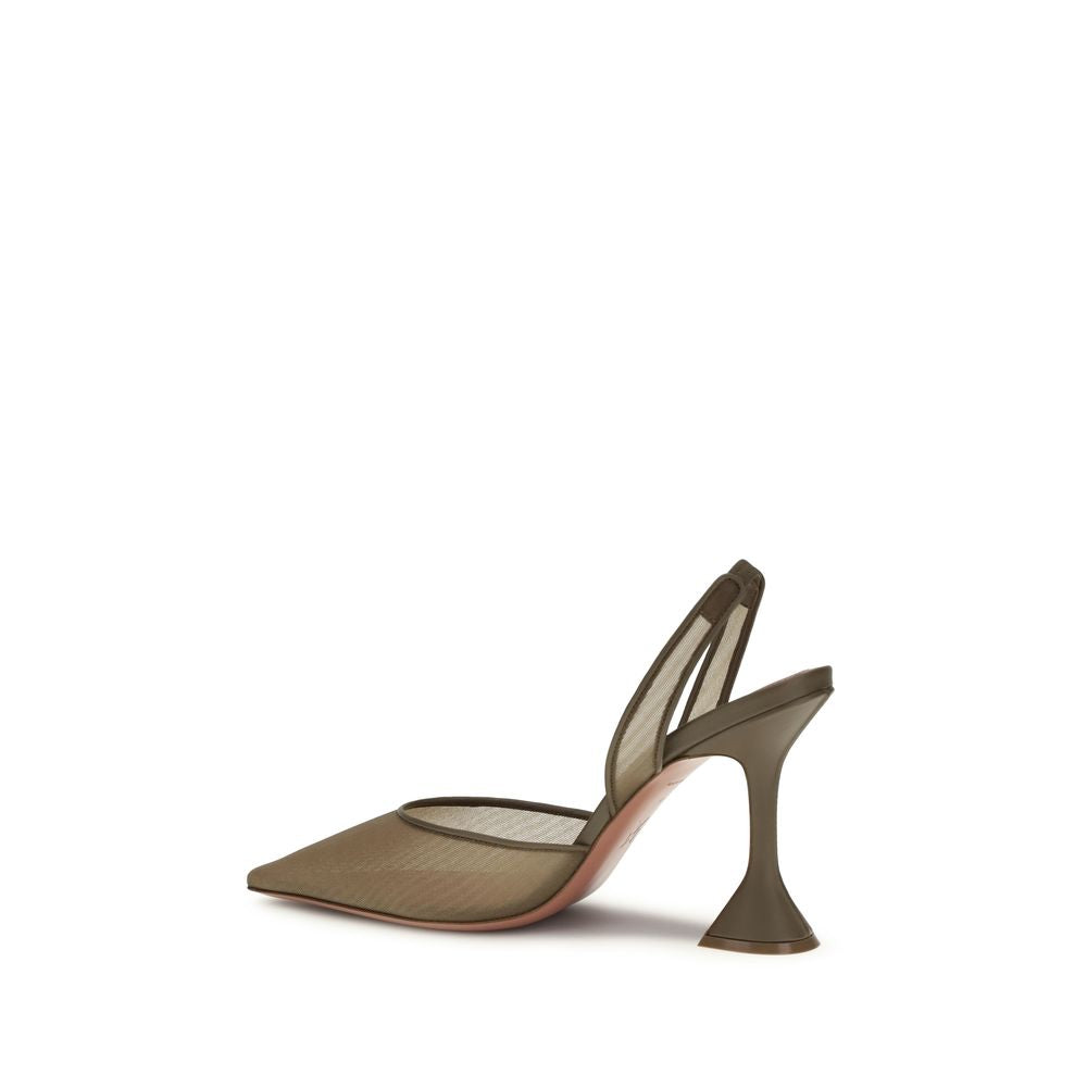 Amina Muaddi Braune Plateau-Pumps aus Stoff