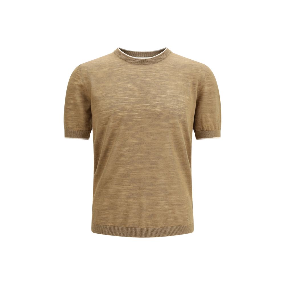 Brooksfield Beige Linen Short Sleeve Shirt