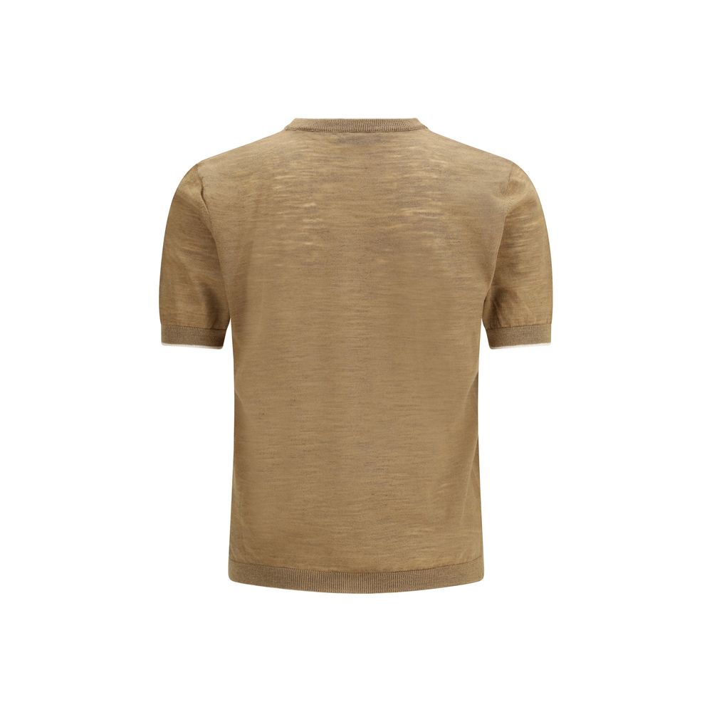 Brooksfield Beige Linen Short Sleeve Shirt