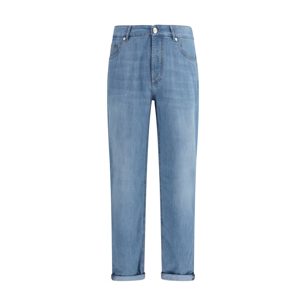Brunello Cucinelli Blaue Baumwolljeans im Relaxed Fit