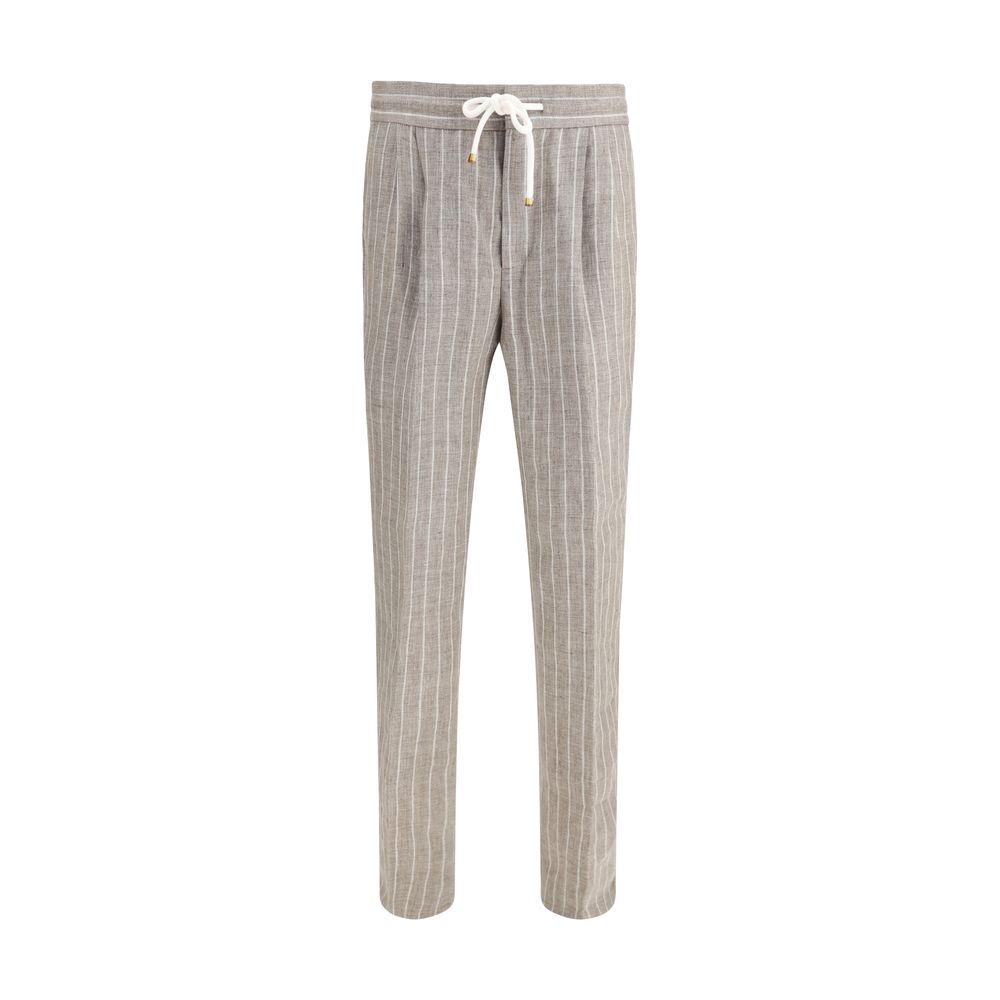 Brunello Cucinelli Beige Leinen Freizeithose