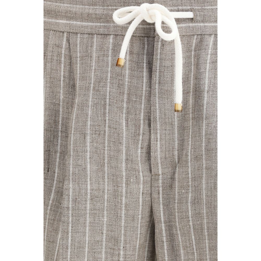 Brunello Cucinelli Beige Leinen Freizeithose