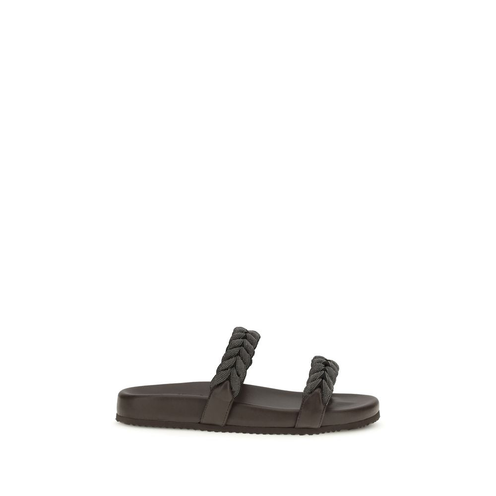 Brunello Cucinelli Brown Calfskin Sandals Bos Taurus