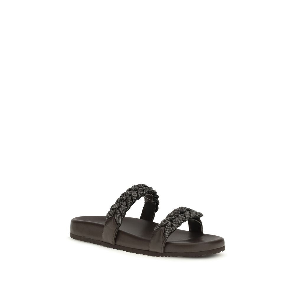 Brunello Cucinelli Brown Calfskin Sandals Bos Taurus