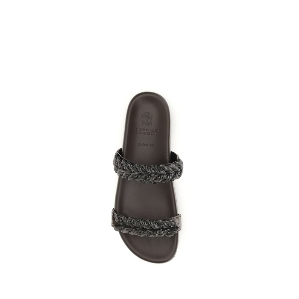 Brunello Cucinelli Brown Calfskin Sandals Bos Taurus