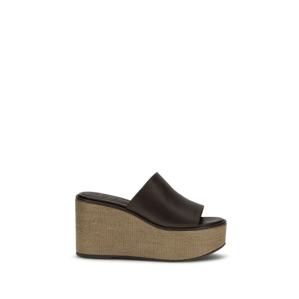 Brunello Cucinelli Braune Bos Taurus Kalbsleder Plateau-Sandalen