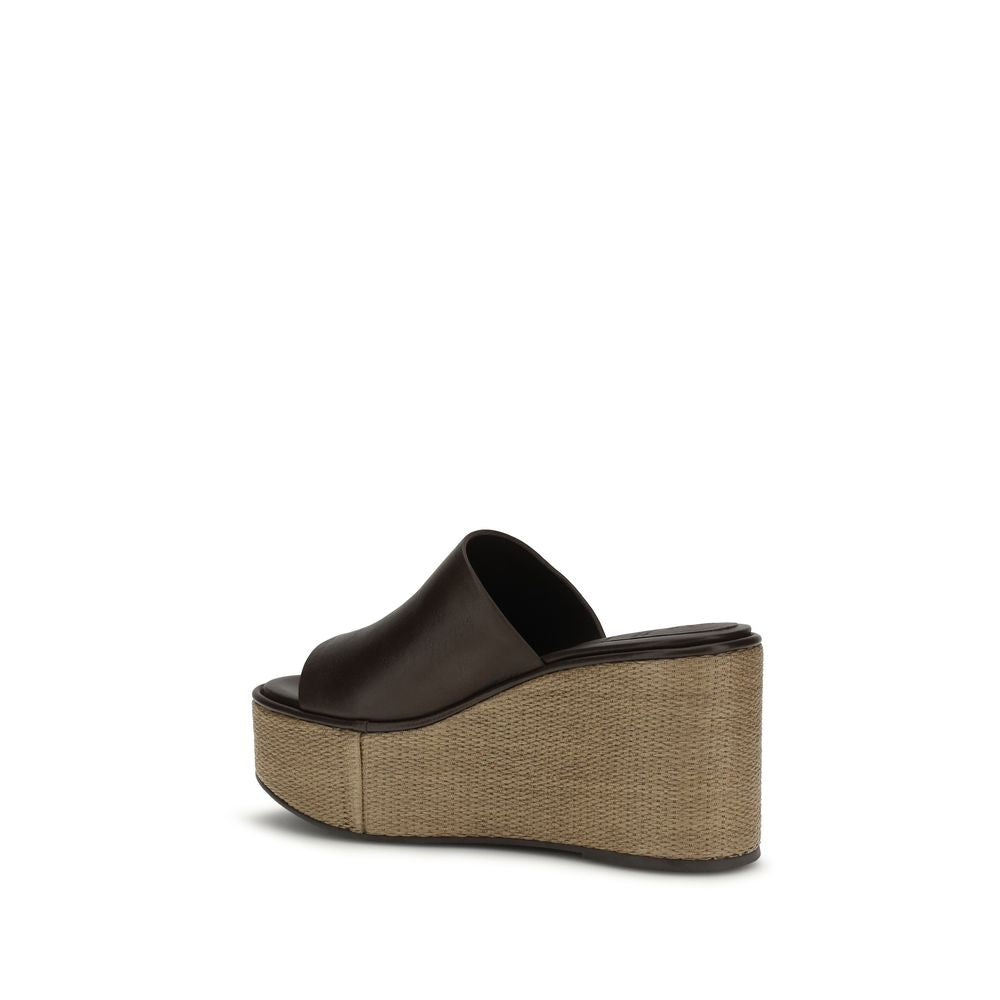 Brunello Cucinelli Braune Bos Taurus Kalbsleder Plateau-Sandalen