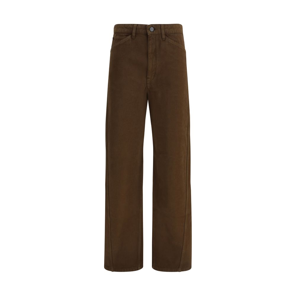 Lemaire Brown Cotton Casual Trousers