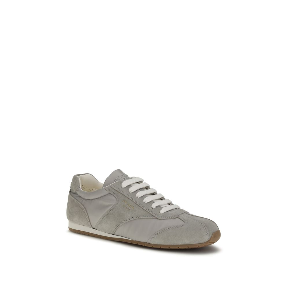 Prada Graue Bos Taurus Kalbsleder Low-Top-Sneaker