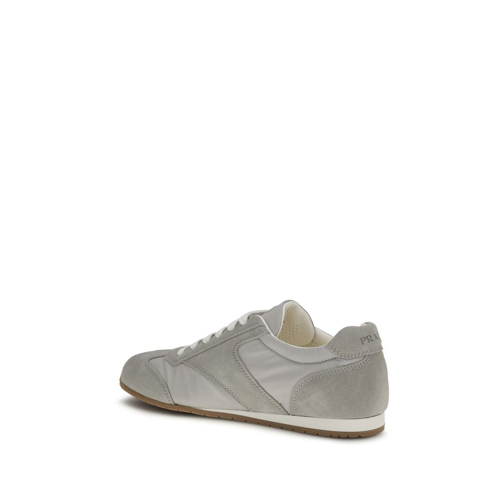 Prada Graue Bos Taurus Kalbsleder Low-Top-Sneaker