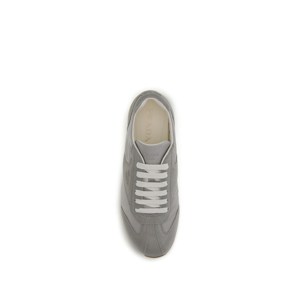 Prada Graue Bos Taurus Kalbsleder Low-Top-Sneaker