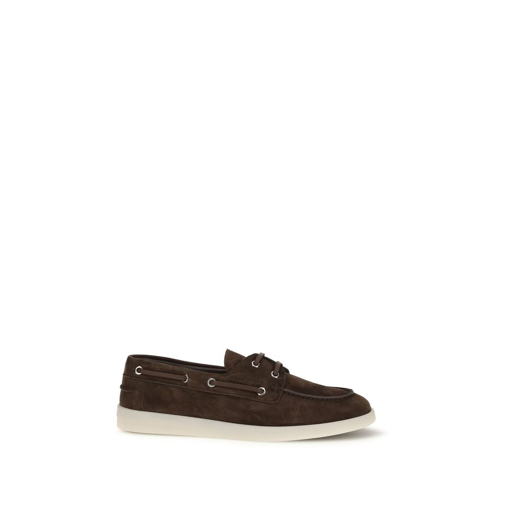 Prada Brown Calf Leather Bos Taurus Slipper Loafers