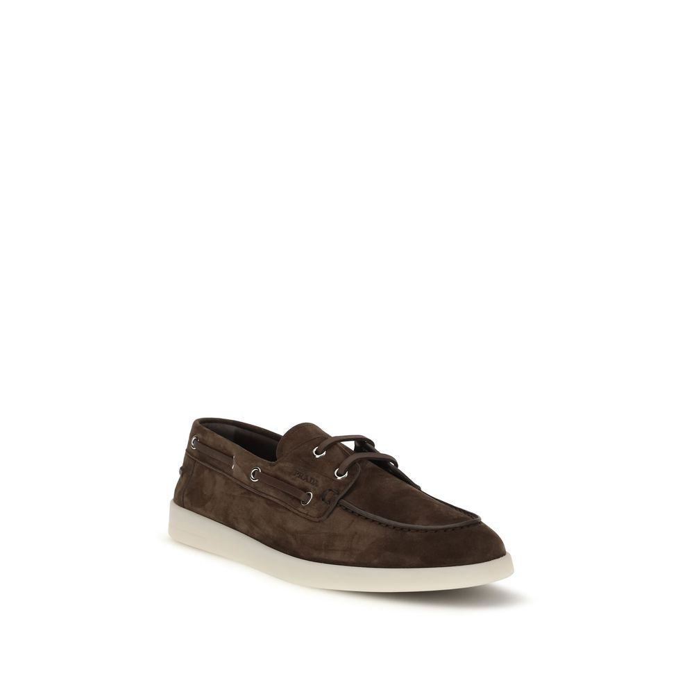 Prada Brown Calf Leather Bos Taurus Slipper Loafers