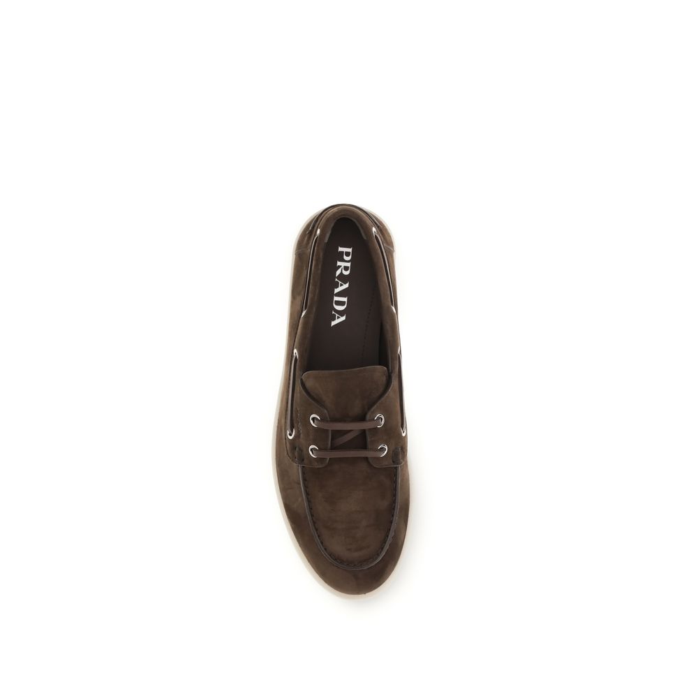 Prada Brown Calf Leather Bos Taurus Slipper Loafers