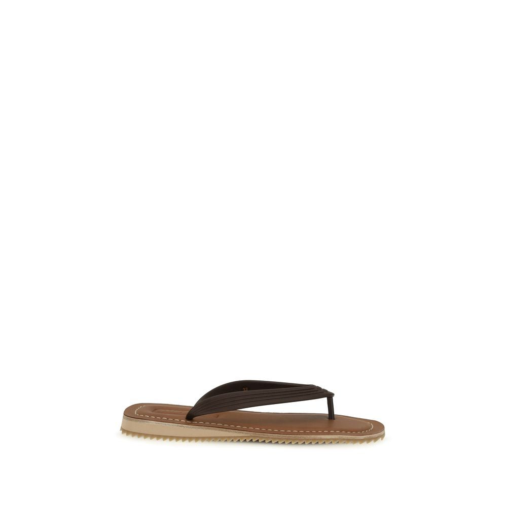 Miu Miu Braune Kalbsleder-Sandalen Bos Taurus