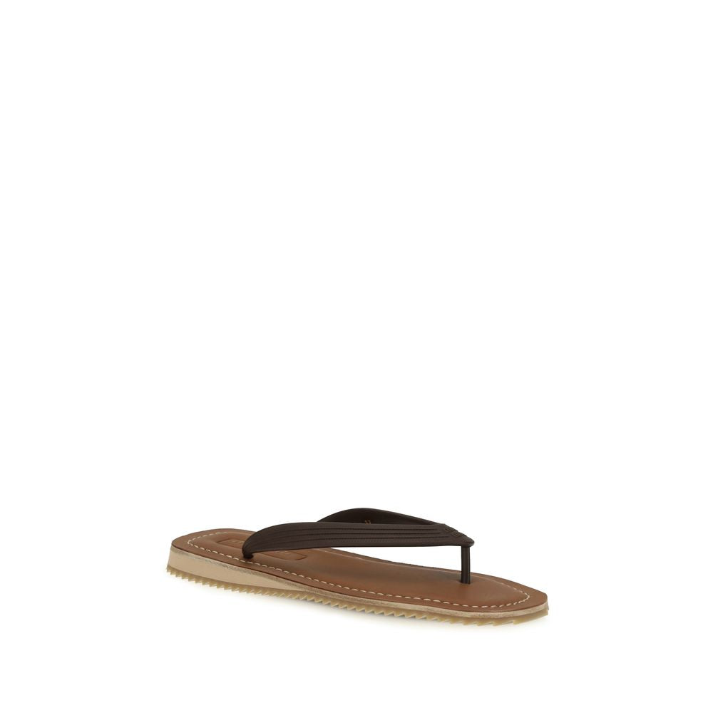 Miu Miu Braune Kalbsleder-Sandalen Bos Taurus
