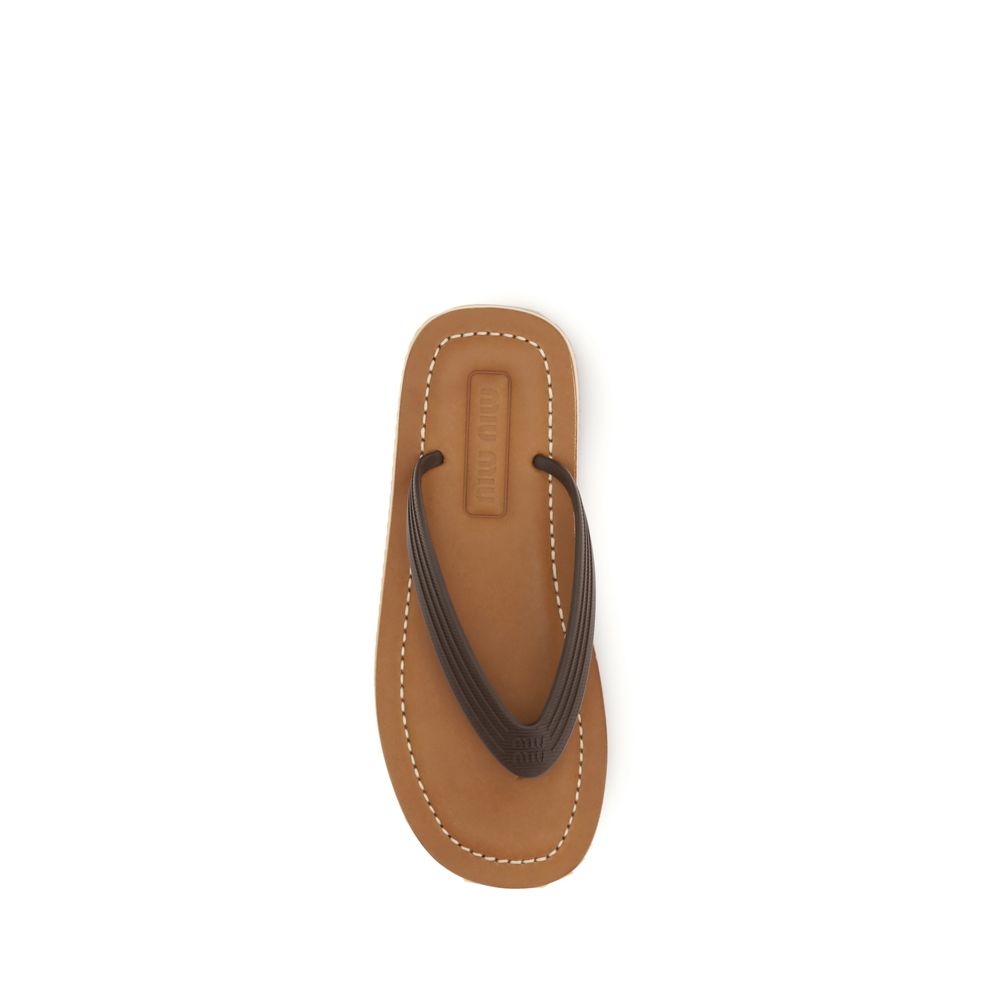 Miu Miu Braune Kalbsleder-Sandalen Bos Taurus