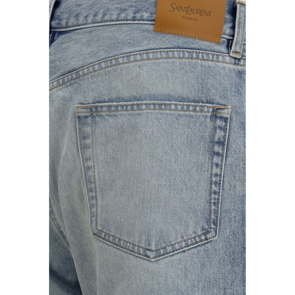 Saint Laurent Blaue Baumwoll-Jeans mit geradem Bein