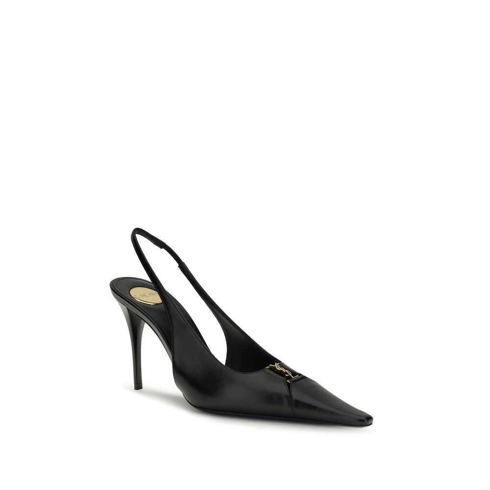 Saint Laurent Schwarze Pumps aus Kalbsleder Bos Taurus mit hohem Absatz