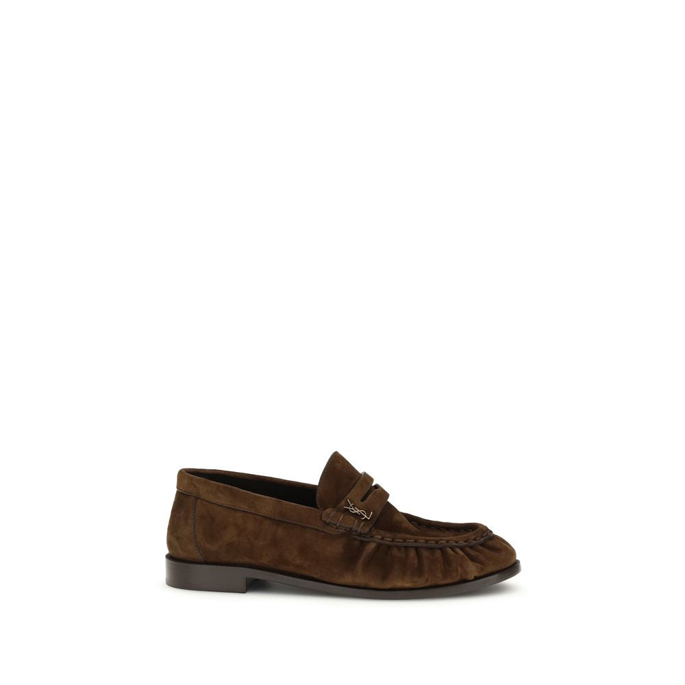 Saint Laurent Brown Calf Leather Bos Taurus Slip-on Loafers