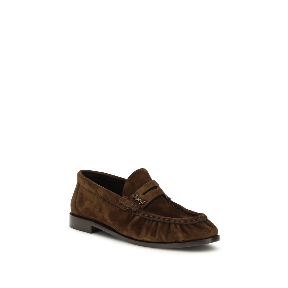Saint Laurent Brown Calf Leather Bos Taurus Slip-on Loafers