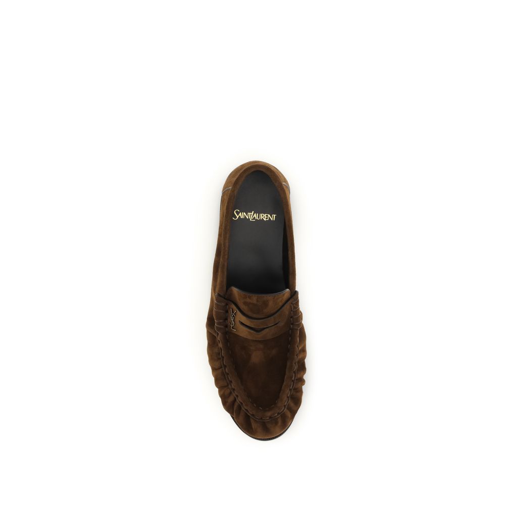 Saint Laurent Brown Calf Leather Bos Taurus Slip-on Loafers