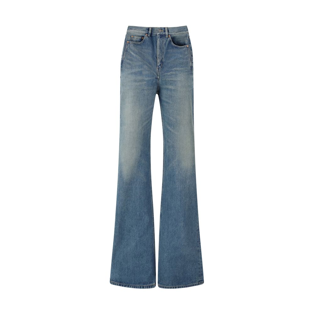 Saint Laurent Blaue Baumwoll-Jeans mit ausgestelltem Bein