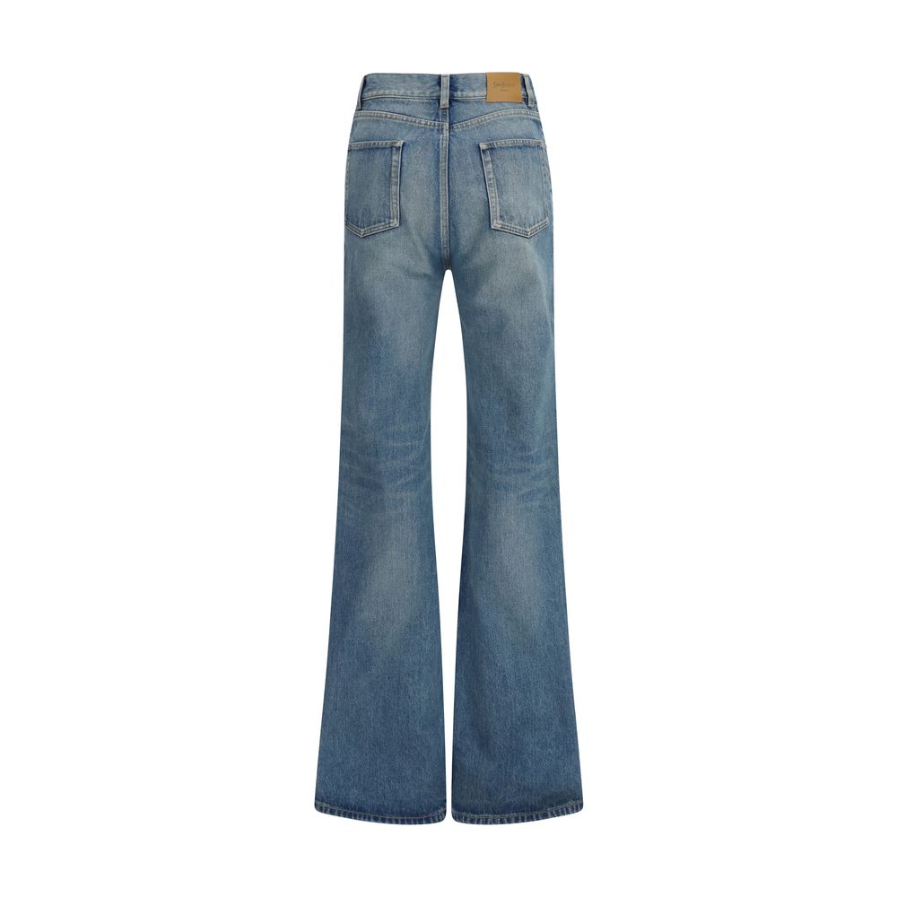 Saint Laurent Blaue Baumwoll-Jeans mit ausgestelltem Bein