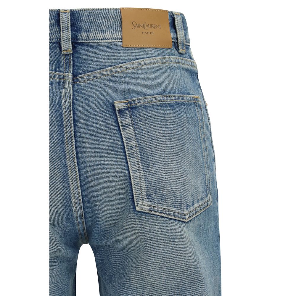 Saint Laurent Blaue Baumwoll-Jeans mit ausgestelltem Bein
