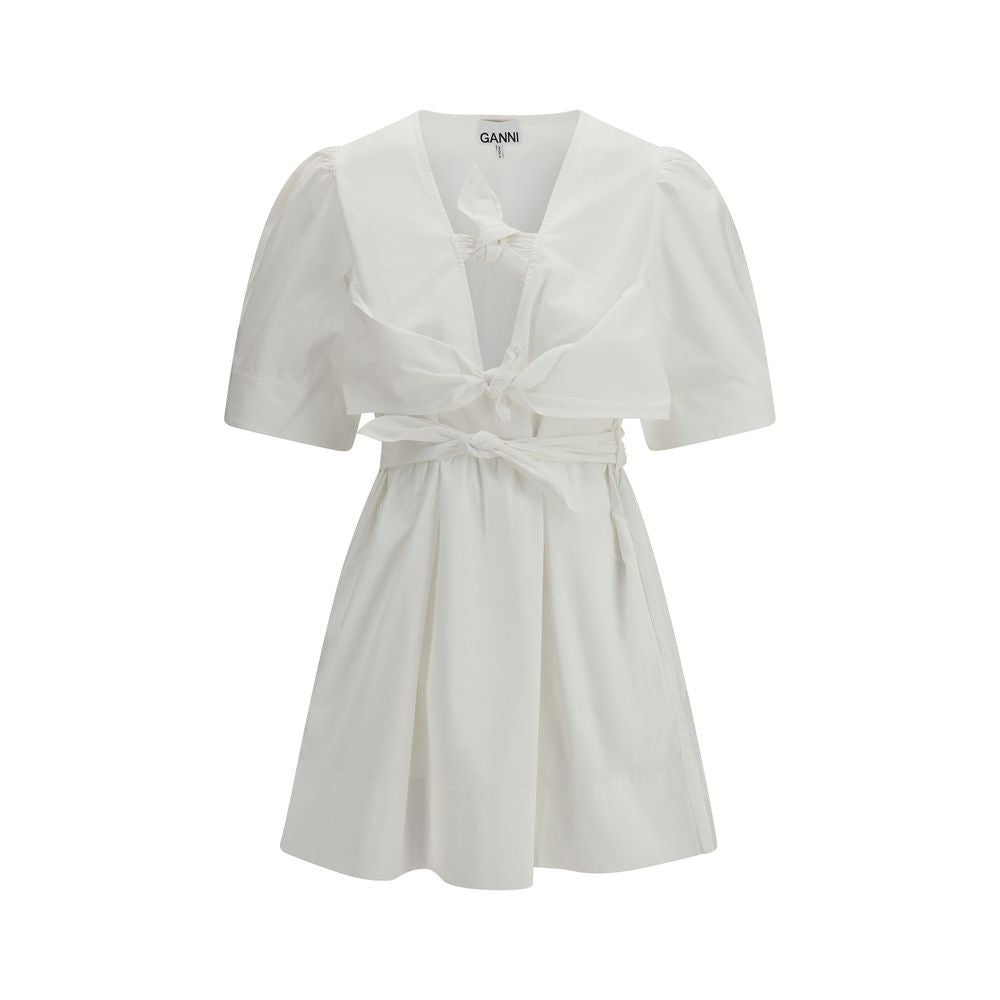 Ganni Weißes Baumwoll-Freizeitkleid