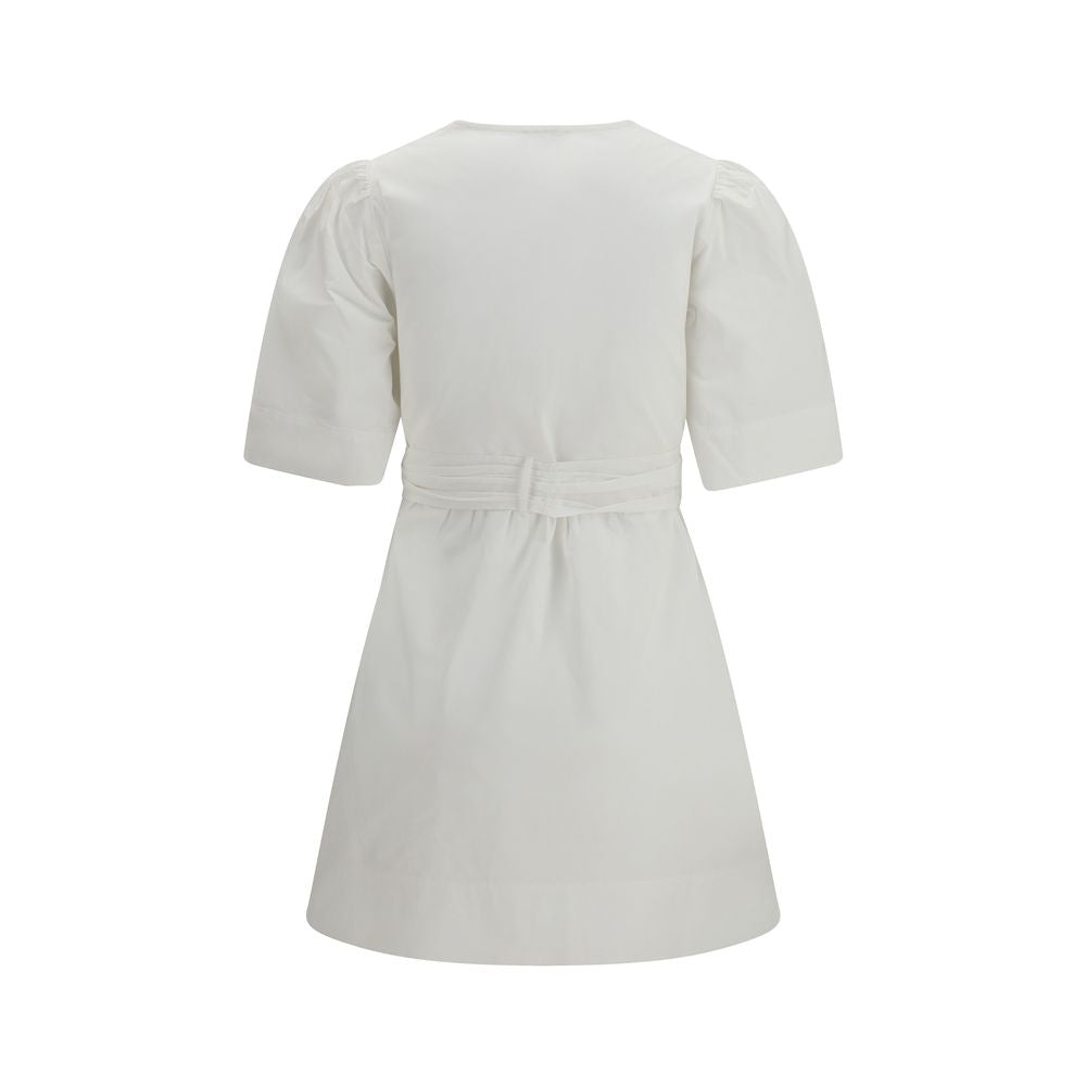 Ganni Weißes Baumwoll-Freizeitkleid
