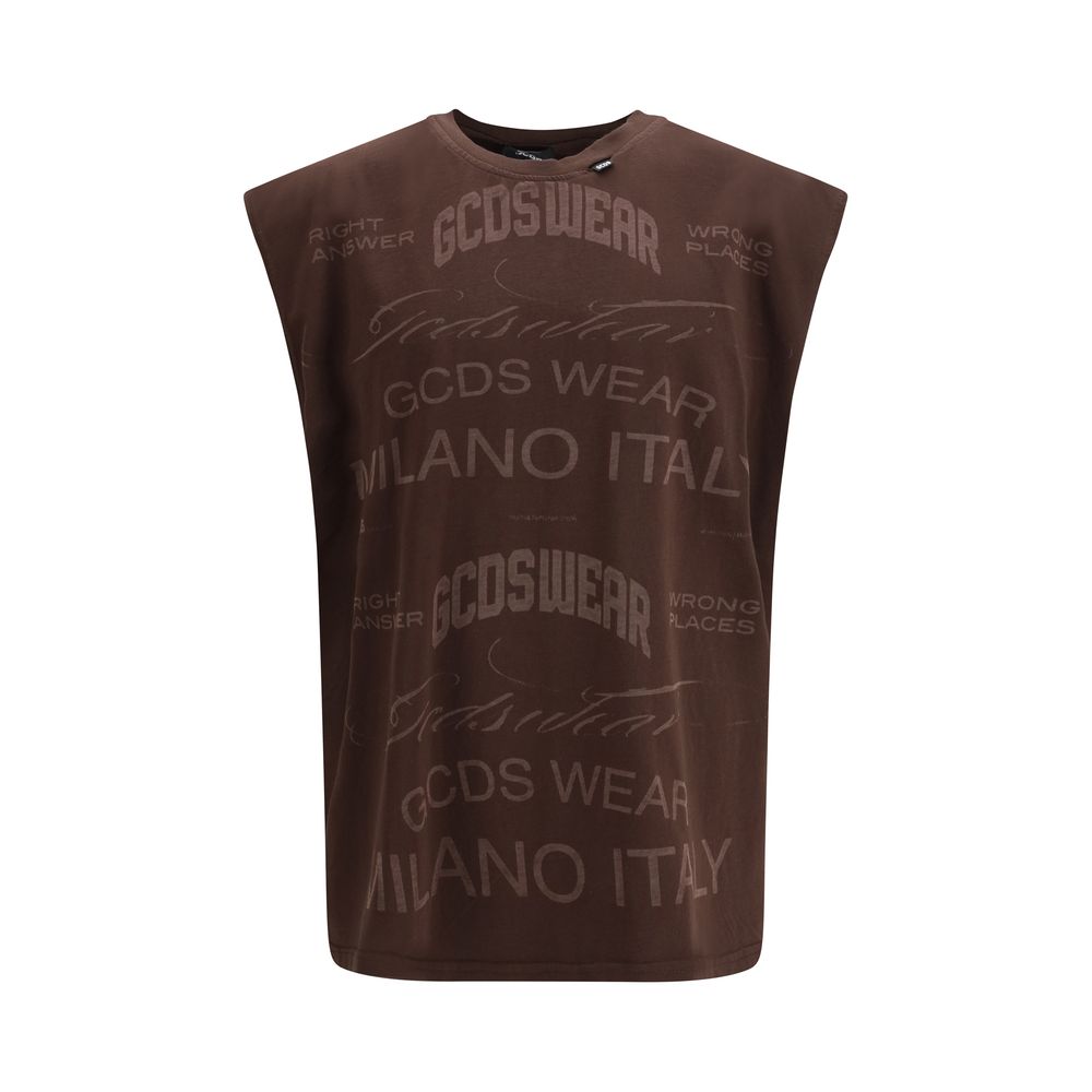 GCDS Braunes Baumwoll-T-Shirt