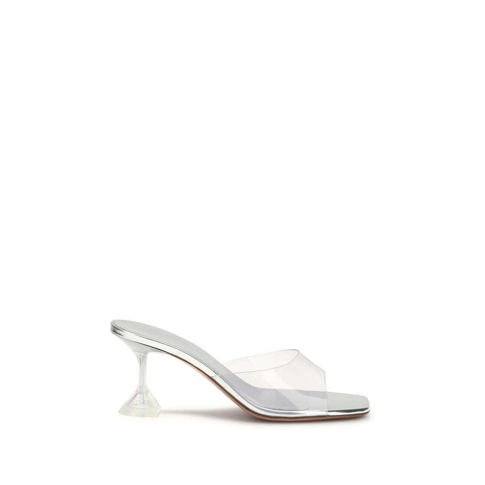Amina Muaddi Silver PVC Stiletto Sandals