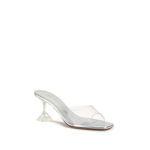 Amina Muaddi Silberne PVC-Stiletto-Sandalen
