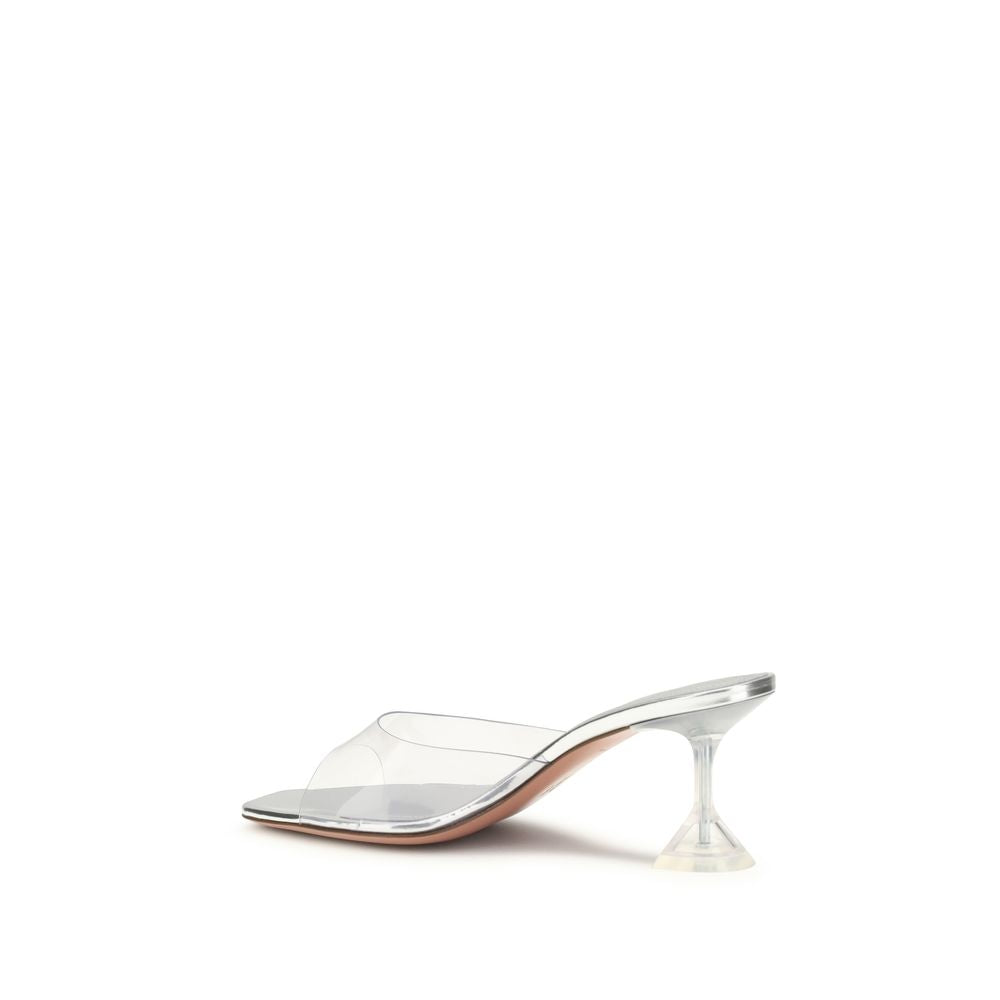Amina Muaddi Silver PVC Stiletto Sandals