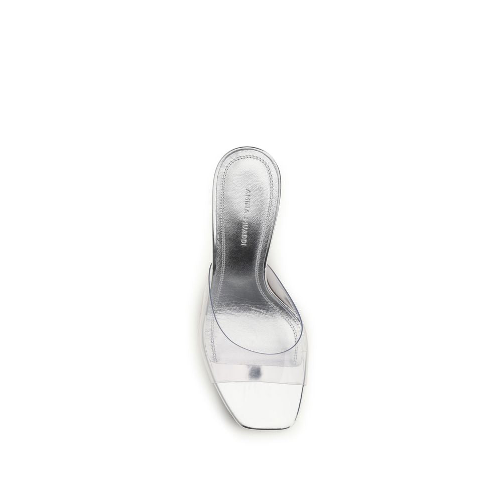 Amina Muaddi Silver PVC Stiletto Sandals