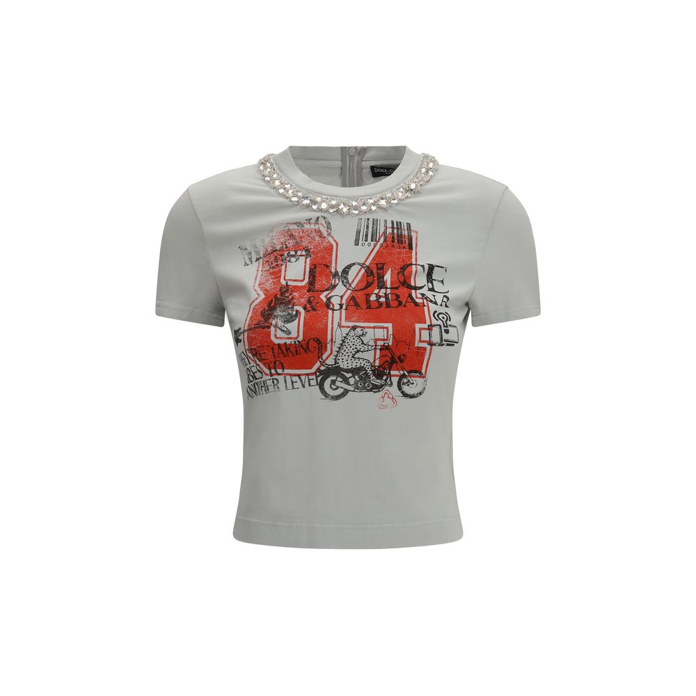 Dolce & Gabbana Grey Cotton T-Shirt