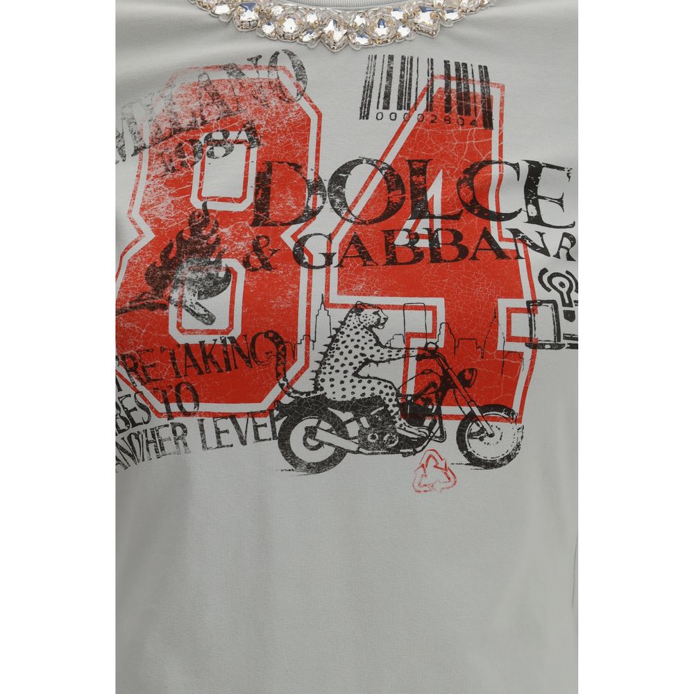 Dolce & Gabbana Grey Cotton T-Shirt