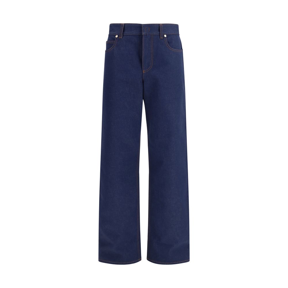 Fendi Blue Straight-Leg Cotton Jeans