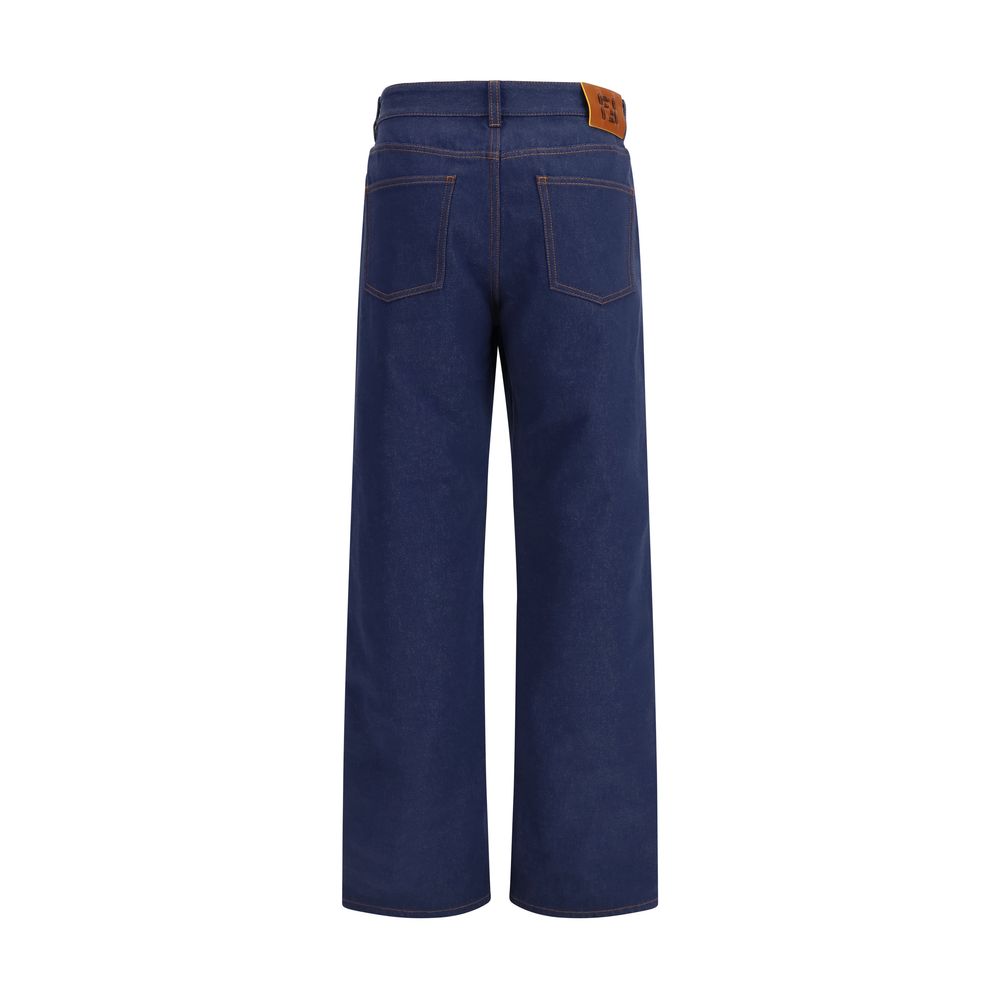 Fendi Blue Straight-Leg Cotton Jeans