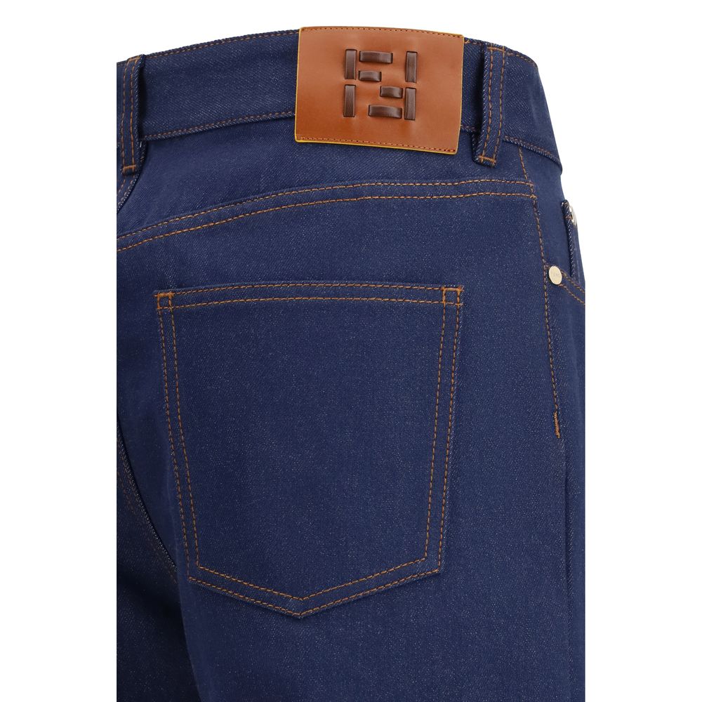 Fendi Blue Straight-Leg Cotton Jeans