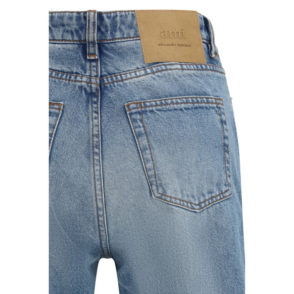 Ami Paris Blaue Baumwoll-Jeans mit ausgestelltem Bein