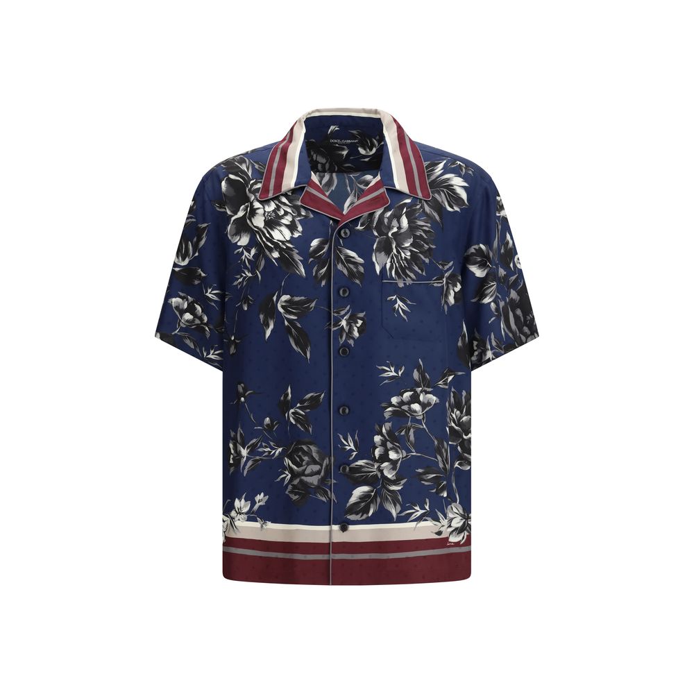 Dolce & Gabbana Blue Silk Patterned Shirt