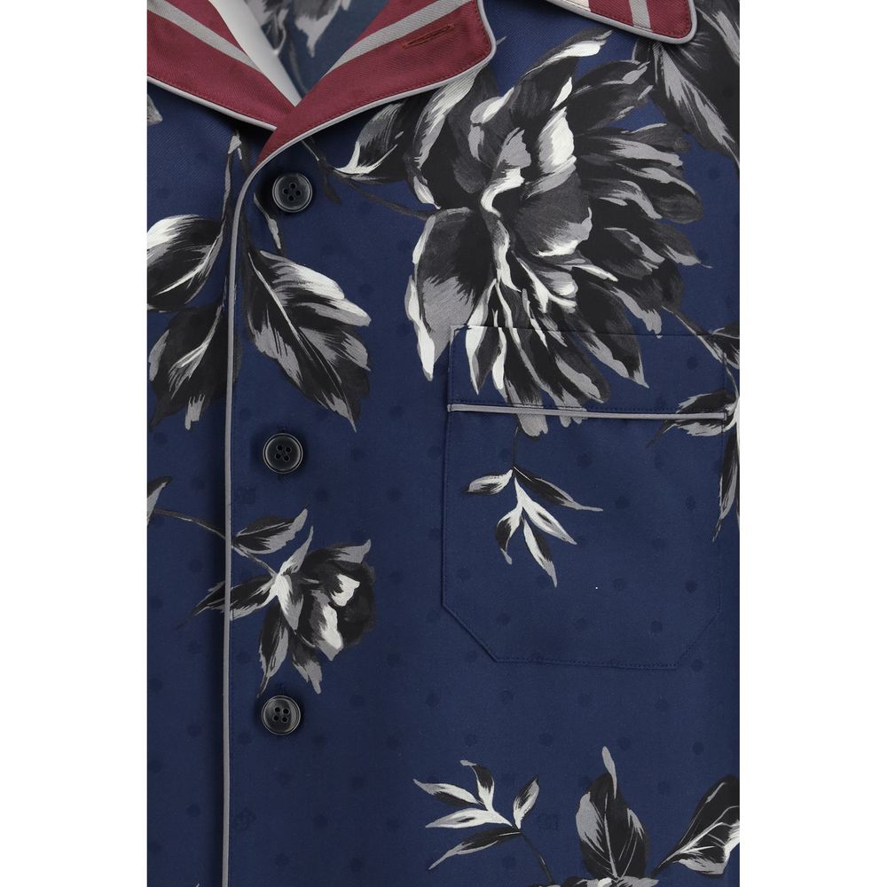 Dolce & Gabbana Blue Silk Patterned Shirt