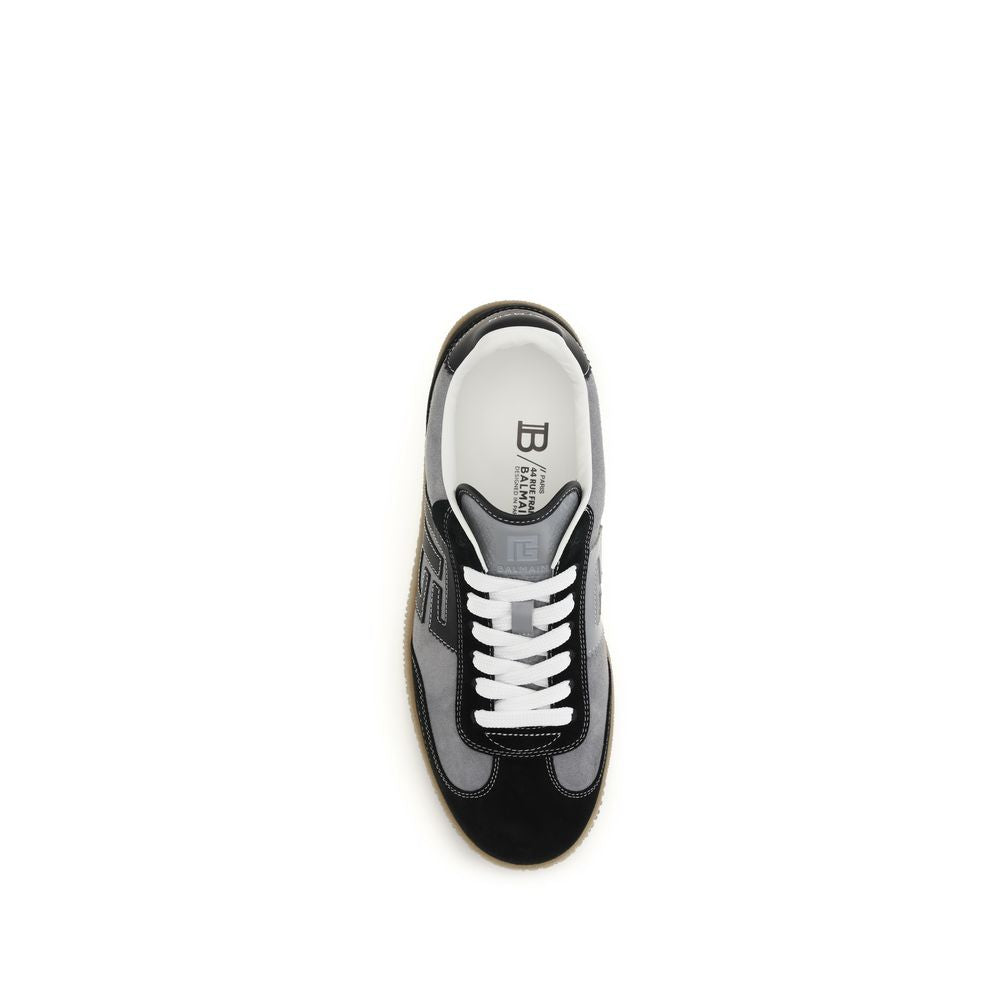Balmain Gray Calf Leather Bos Taurus Low-Top Sneakers