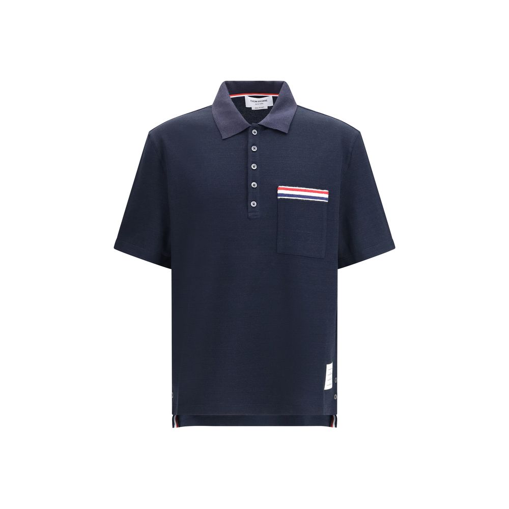 Thom Browne Blaues Baumwoll-Polohemd